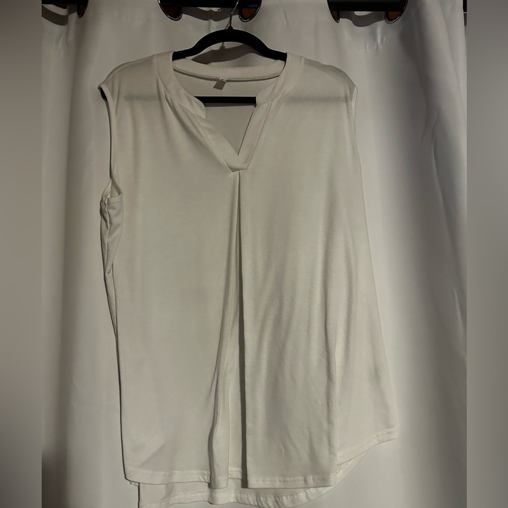 White Cotton Sleeveless Top